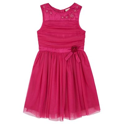 Yumi Girl pink Mesh Prom Dress With Corsage